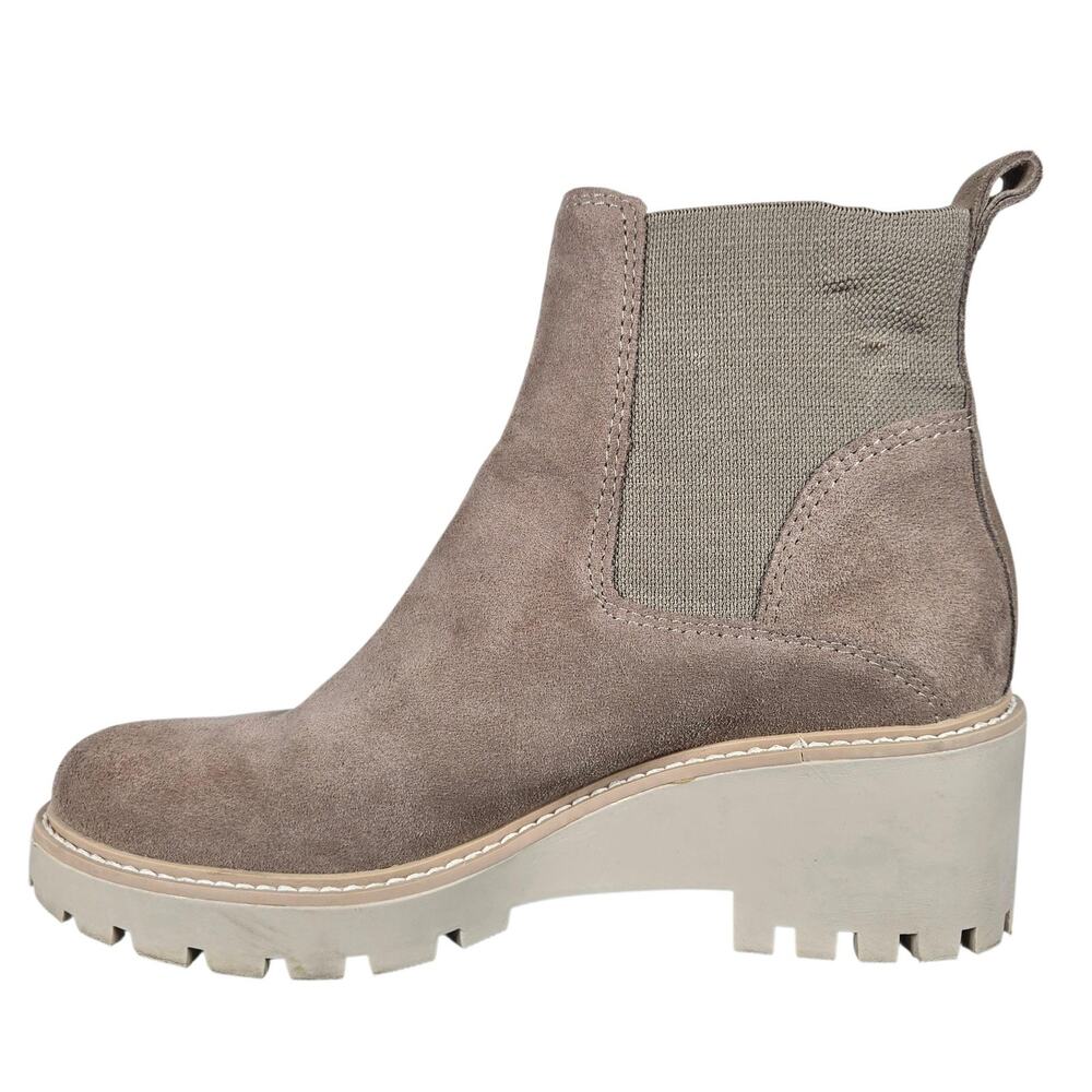 Dolce Vita Haddie Boots Womens Size 7.5 Suede Leather Chelsea Lug Sole Block - Picture 4 of 11